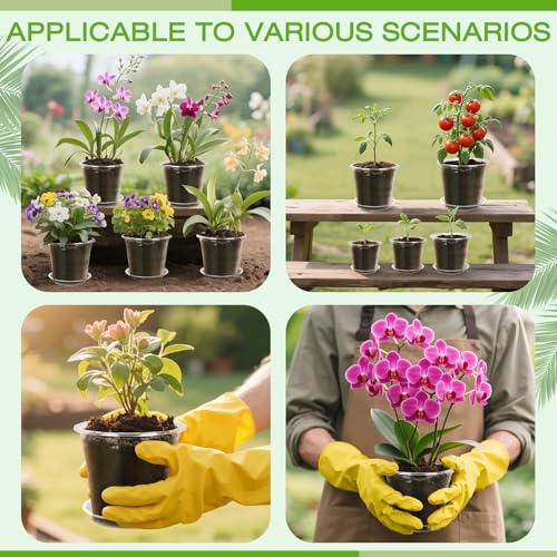 7 Inch Clear Nursery Pots with Drainage Trays, 15 Pack Plastic Pots for Plants, Clear Pot for Seed Starting, Transplanting, Succulents, and Indoor Gardening (7 inch) - size: 7 inch
