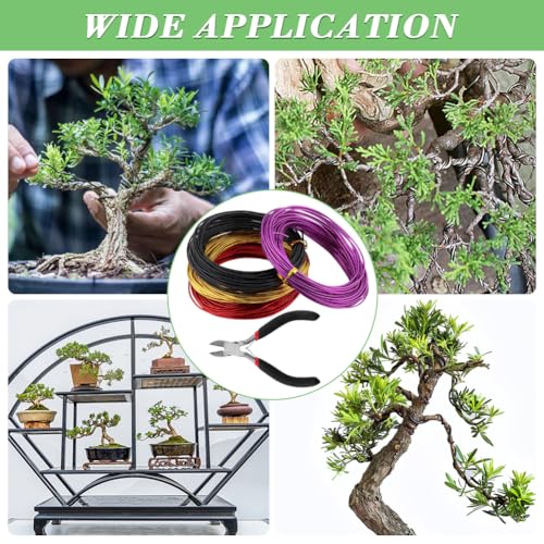 Bonsai Wire for Bonzai Trees,1.5mm x 10m/roll Aluminum Bonsai-Training Wires with Hand Plier Cutter,Adjustable Easy to Bend Anodized-Wires for Bonsai-Tree Training DIY Tools(4roll) - color: 4roll