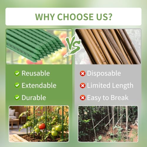 PROWORX Garden Plant Stakes, 16 Inch 70 Pack DIY 4ft 5ft 6ft Tomato Stakes - size: 16 Inch 70 Pack