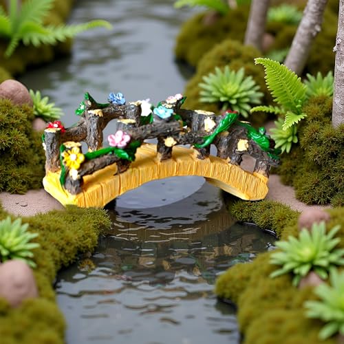 Kai Dream Fairy Garden Bridge,Miniature Resin Bridge Figurine,3.6 * 2 * 1.5 inches, Micro Landscape Tiny Decorative - style: Bridge