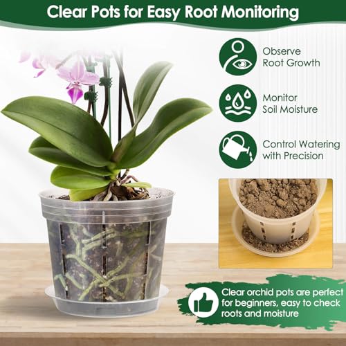 6 Pack Plastic Orchid Pots with Holes, 4 Inch Clear Orchid Pots - color: 6 Pack