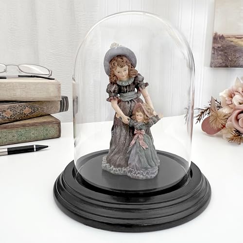Plymor 4" x 5.25" Glass Display Dome Cloche (Black Wood Veneer Base) - color: Black Wood Veneer Base