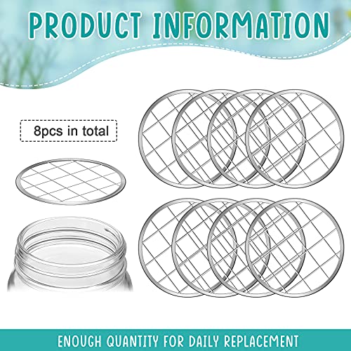 Patelai 8 Pcs Mason Jar Frog Lid Insert Metal Grid Regular Mouth
