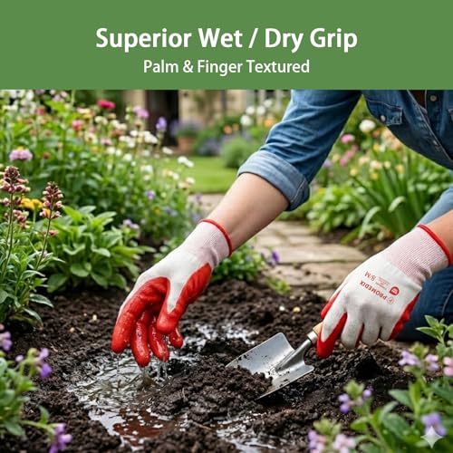 PROMEDIX P 4 Pairs Gardening Gloves for Women & Men, Breathable Nitrile Coated for Yard Working Garden Gloves Washable - size: Medium