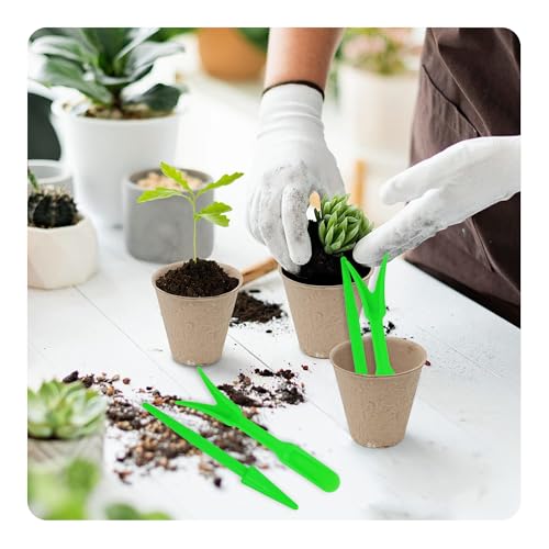 6PCS Mini Garden Hand Succulent Transplanting Tools Set, Plastic Seedling Dibber and Digging Tools for Indoor Gardening, Home Plant Care, Repotting, Lawn Maintenance(Green) - style: Green