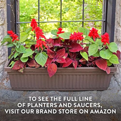The HC Companies Venetian Window Planter Box w/Drain Plug - Long Planter Box for Windowsills, Balconies & More - Plastic Large Rectangular Outdoor Planters for Herbs & Flowers (24" Black, Pack of 1) | Fluted Plastic Venetian Window Container for Indoor/Ou