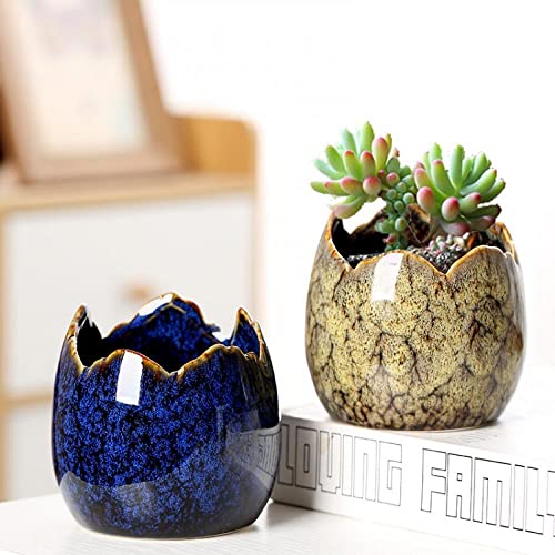 Simcat Succulent Pots with Drainage Half Dragon Egg Shell Design Sets 4 PCS