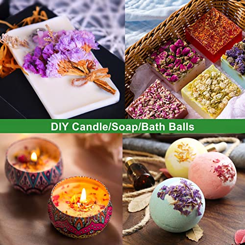 30Bags Natural Dried Flowers, DIY Soap,Bath Bomb,Candle,Aromatherapy Oil,Cake,Resin Jewelry Making,Bath,Nail -Lavender,Don't Forget Me,Rose,Jasmine - color: Stylec 30 Bags*0.3oz