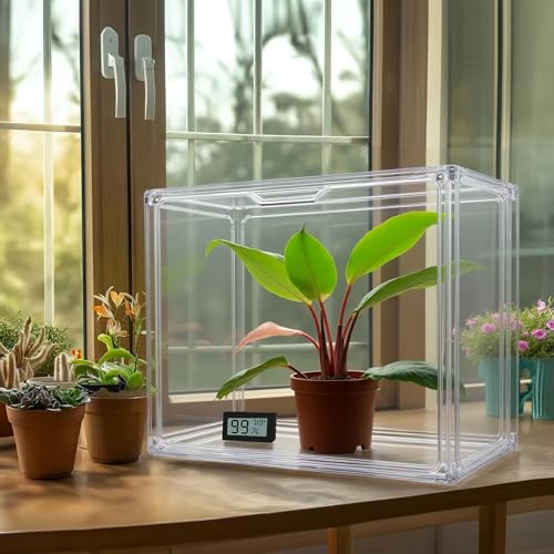 HBlife Mini Greenhouse for Indoor, Clear Stackable Green House with Magnetic Waterproof Door for Small Plants Nursery Germination, Tabletop Portable Greenhouse, 14.1x8.6x10.6 Inch (5 Pack) - size: 14.17 x 8.66 x 10.63 Inch (5 PACK)