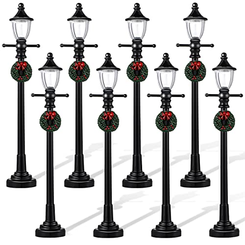 Honoson 4 Pcs Christmas Village Mini Street Lamp Dollhouse,Novel - style: Novel Style