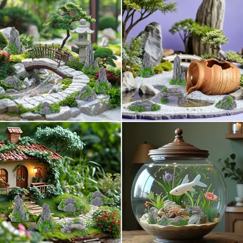 Diorama Rocks 10pcs Diorama Supplies Fake Rocks Artificial Garden Figurine Stone Scene Accessories Stone Miniature Stones Rock for Micro Train Railway Sand Table Landscape Garden Accessories