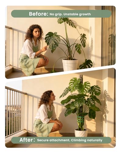 Plastic Moss Pole Kit for Climbing Plants,4Pack 12Inch Stackable Refillable Plant Support with Large Mesh Design,Sphagnum Moss Pole for Monstera Indoor Plants,Complete Set with Garden Ties
