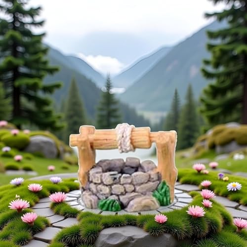 Miniature Stone Well Resin Water Pool, 3.9 x 2.8cm, DIY Fairy Garden Decor, Craft Garden Sculptures and Statues