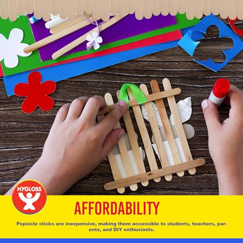 Hygloss Natural Wood Jumbo 6-Inch Craft Sticks – 500 Count - Smooth and Splinter-Free Jumbo Popsicle Sticks Ideal for Ice Cream Pop Sticks, Treat, DIY Projects, Crafting, Games, Home and School Use - color: Natural Wood, size: 6-Inch Standard, style: 500