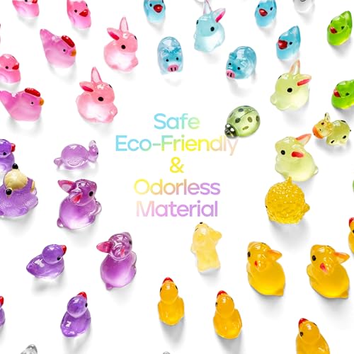 Dimili 59 Pack Mini Resin Farm Animals - Tiny Ducks & Bunnies