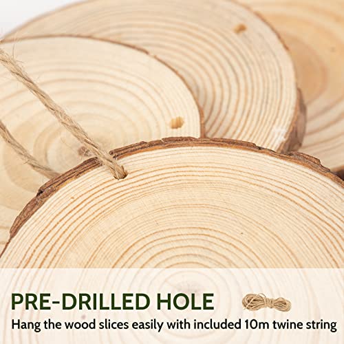 Falling in Art 2.3-3.1 Inches Natural Wood Slices Set for Crafts - 25Pcs Round Wood Discs with Pre-drilled Hole for DIY Projects, Christmas Ornaments and Wedding Decoration (Pack of 2) - size: 6-8 cm (Pack of 2)