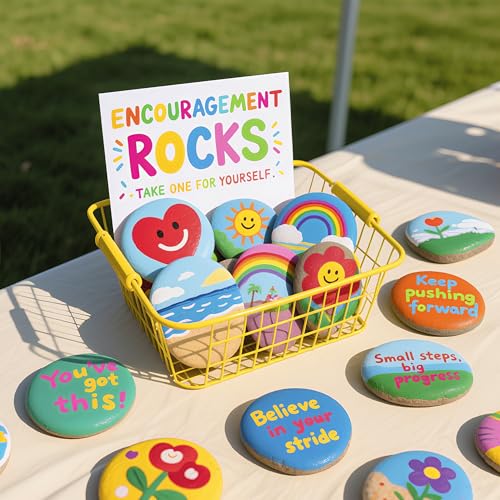 Simetufy 15Pcs Rocks for Painting, Large 3-4 Inch Natural River Stones, - size: 3-4"-15pcs