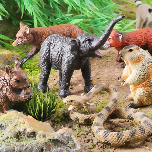 Forest Animals Baby Figures, Woodland Creatures Baby Toy Figurines-16Pcs | Miniature Toys Cake Toppers, Cupcake Toppers, Birthday Gift, Educational Toys for Kids - color: 16pcs Woodland Animals-2