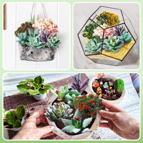 WinnerWhy 116 Pcs Fairy House Accessories Kit Miniature Garden Accessories Terrarium Decoration Mini Diorama Figurines Miniature Landscape Trees Simulated Succulents for DIY Garden Doll House Craft