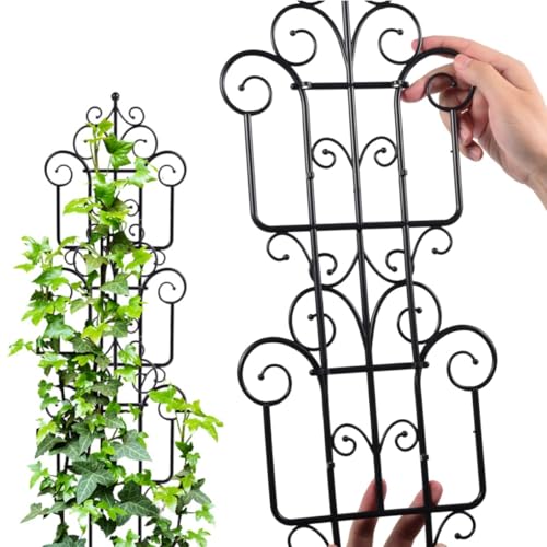 Plastic Garden Plant Trellis, 3 Pack, Black | Stackable Plastic Trellis Supports for Climbing Plants, Indoor Outdoor Use