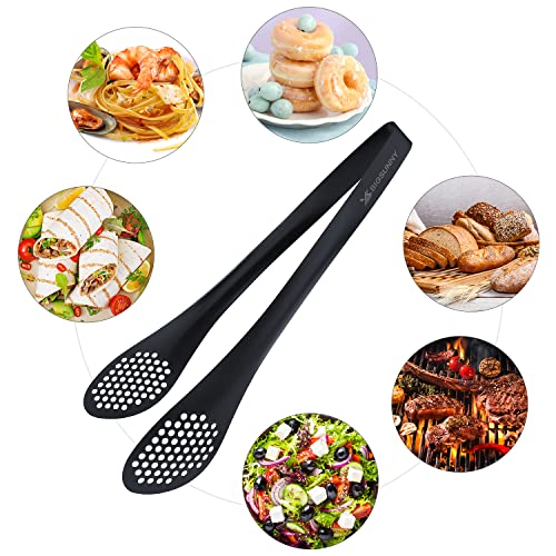 MSY BIGSUNNY Stainless Steel Buffet Tongs - Heavy Duty Kitchen Food Tong for Cooking and Serving (Black - 11" Serving Tongs) - color: Black - 11" Serving Tongs