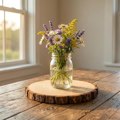 SENMUT Wood Slices, 10 Pack, 5-6 Inch Natural Pine Wood Rounds, Sanded Smooth, Round, for Centerpieces, Rustic Wedding Decor, DIY Crafts, Christmas Ornaments - size: 10 Pack 5"-6"