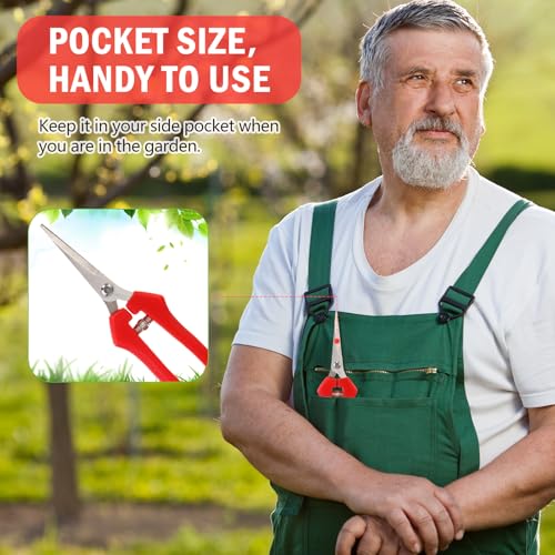 Lasnten 20 Pcs Pruning Shears 7.2" Bud Trimming Scissors, Red | Garden Snips Bulk with Stainless Steel Straight Blade, Spring Loaded Handle, for Flower Floral Plant Bonsai Precise Cutting - color: Red