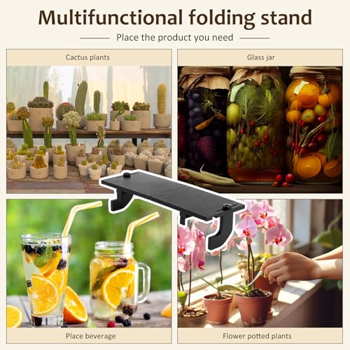 Window Plant Shelf No Drilling Windowsill Extender Bracket, Black - color: Black