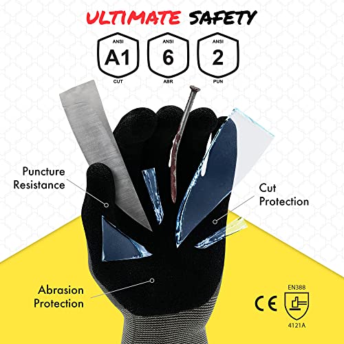 Quest Cut Resistant Work Gloves, ANSI A1, Medium, Pack of 1 - size: Medium