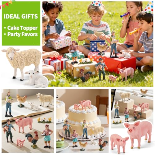 Realistic Farm Animal Farmer Figurines Educational Playset for Kids 3+ - style: 10Pcs Farm Toys