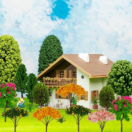 16Pcs Model Trees Mixed Miniature Plants Model Train Scenery for Handcrafts | 1-3 Inches mixed sizes of fairy garden trees set for architecture trees diorama landscape accessories ho scale tree