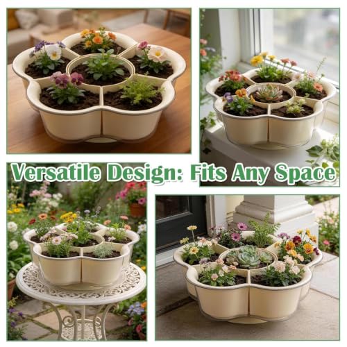 2-Pack 14 inch Rotating Flower Pots with Drainage Holes & Clear Saucer