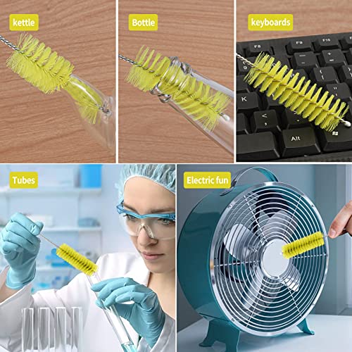 CiaraQ Bottle Cleaning Brushes, 8 Inch Nylon Tube Brush Set, Cleaner for Narrow Neck Bottles Cups with Hook, Set of 10pcs. (Pack of 2) - color: Yellow, size: 8.0 Inch (10pcs) (Pack of 2)
