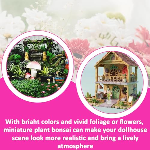 Miniature Flowers Glow in The Dark, Dollhouse Mini Bouquet Flowers in Vase | 10Pcs, Realistic, Mini Dollhouse Plants, Accessories, for Fairy Gardens, and Micro Landscapes