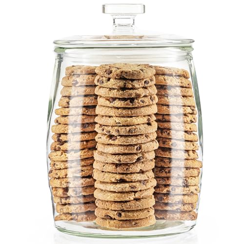 Large Glass Cookie Jar with Airtight Lid - 1 Gallon Storage Container for Candy, Flour, Sugar, Pet Food & Dog Treat Canister - Pack of 1