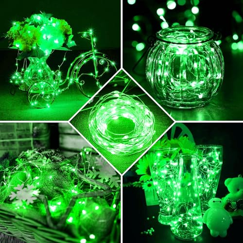 8 Pack Green Fairy Lights 7Ft 20 LED Twinkle String Lights 3 Modes Battery Operated Waterproof Firefly Starry for Mason Jar Table Centerpieces Halloween Christmas St. Patrick's Day - color: Green, size: 8