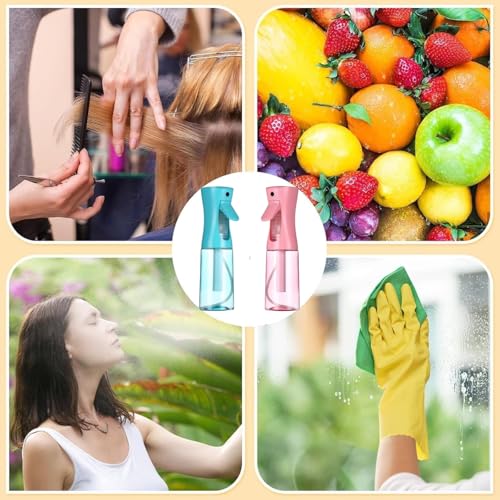Spray Bottle For Hair,Continuous Spray Bottle, Fine Mist Empty Spraying Water Bottles for Plants, travel, Salons,Ironing and Cleaning (Blue,pink) - color: Blue,pink