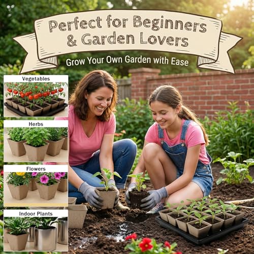 5PCS Seed Starter Tray with 90PCS Square Seed Peat Pots,Seed Starter Kit