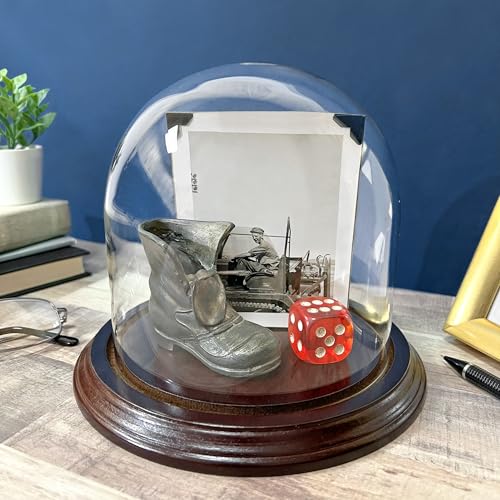 Plymor 5.5" x 5.5" Glass Display Dome Cloche (Dark Mahogany Veneer Base) - color: Dark Mahogany Veneer Base