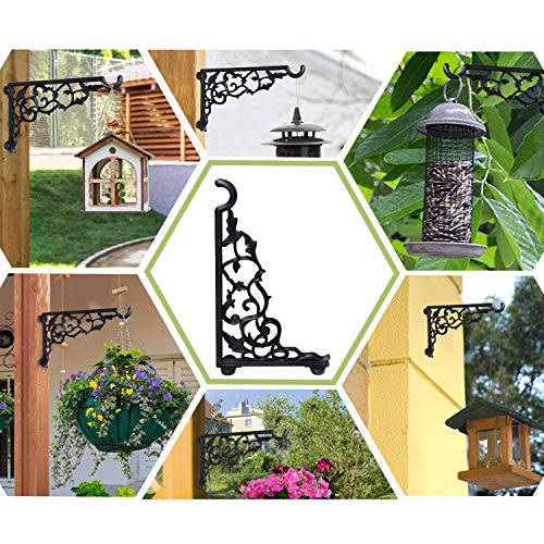 Heavy Duty Plant Hanger Bracket, 13" Aluminum Wall Hanging Plants Brackets | 120 LB Capacity, Rust Proof Hanging Plant Bracket for Outside Porch Patio, Bracket for Heavy Planters Bird Feeders, Lanterns - style: Rose vine shape