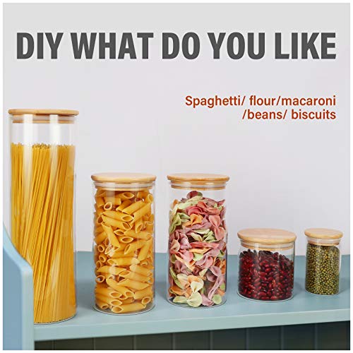 DHSBTLS 9 Pack 12 oz Glass Jars with Airtight Bamboo Lids for Kitchen