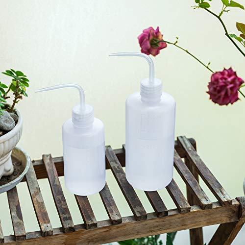 Oubest Squeeze Washing Bottle Succulent Watering Bottle 250ml + 500ml Water Squirt Irrigation Squeeze Sprinkling Can Plastic Wash Plant 2pc - color: White, size: 500ml+250ml