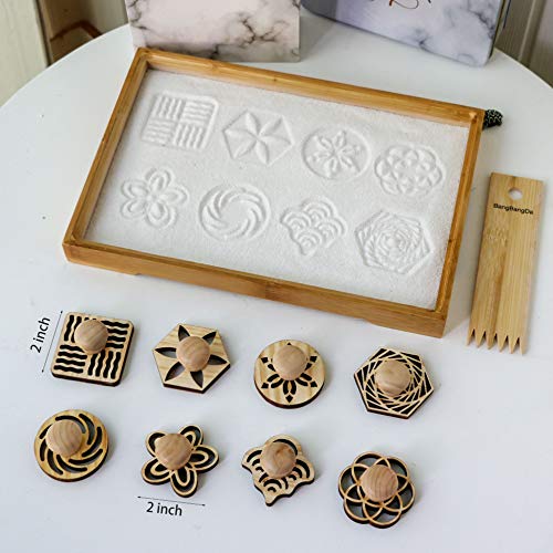 BangBangDa Zen Garden Stamps Rake Gifts - Patterns Sand Play Therapy Kit Meditation Tool Accessories Supplier Mini Office Tabletop Miniature Sandbox Father Mother Mon Dad Man Women Zen Gifts
