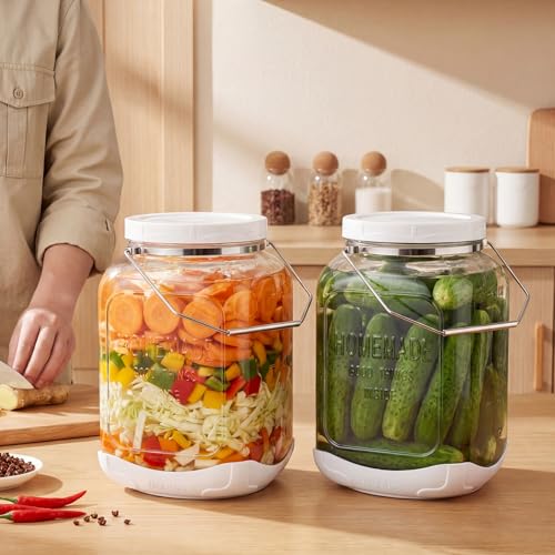 FavorFlavor Glass Jar with Airtight Lid: 2P 1.5Gallon Mason Jar for Kitchen