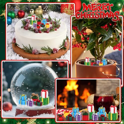 56Pcs Mini Resin Presents for Miniature Boxes Crafts | Dollhouse Christmas Decorations,Tiny Gift Box Figurines,56 Small Pieces - style: Present Style