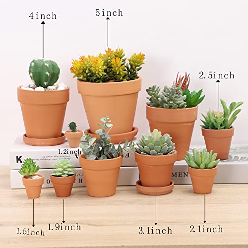 Terra Cotta Pots with Saucer- 6-Pack Small Terracotta Pot Clay Pots 4'' Clay Ceramic Pottery Planter Cactus Flower Pots Succulent Pot with Drainage Hole- Great for Plants,Crafts terra cotta planter - color: Terracotta