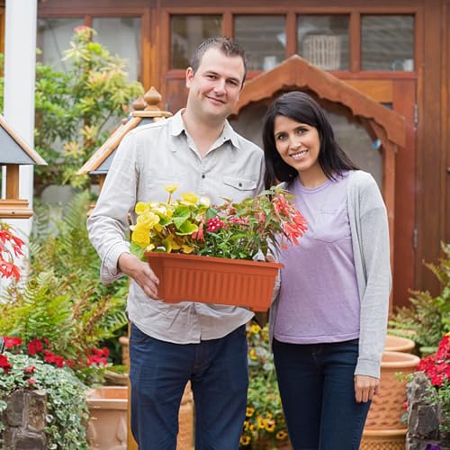 HOXHA 6 Pcs Window Box Planter, 17" Rectangular Planter Box, Brick Red - size: Brick red - 6 pack