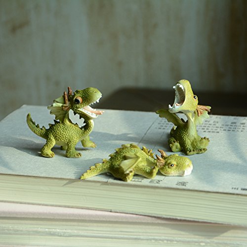 Top Collection Miniature Fairy Garden and Terrarium Statue, Mini Dragon, Green - color: Green