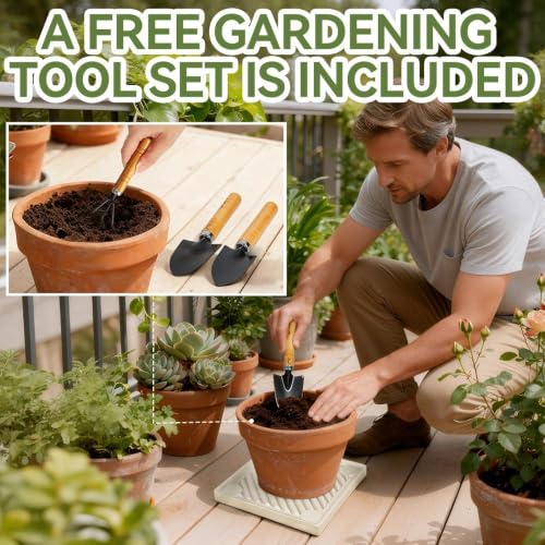 11" SquarePlant Caddy Beige with Hidden Wheels & Garden Tools Set | 1-Pack 230 LBS Heavy Duty Plant Caddy with 360° Silent Wheels for Large Planters & Heavy Items Indoors/Outdoors - size: 11 Inch - Beige (1 Pcs)