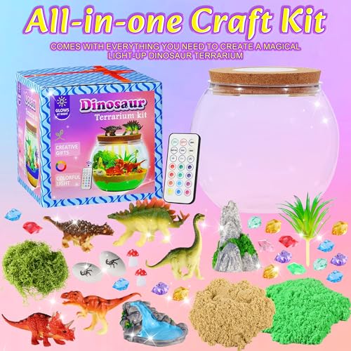 Hannstar Dinosaur Terrarium Kit for Kids-Dinosaur Activities Toys for Boys-Birthday Gifts for Kids Age 4-12 Years Old - color: Dinosaur